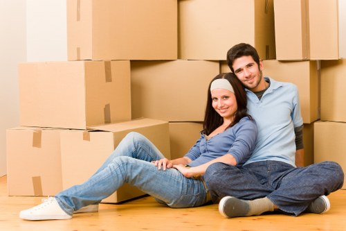 Professional team handling office relocation planning and packing