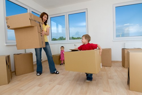 Packed household items ready for local removals in Palmers Green